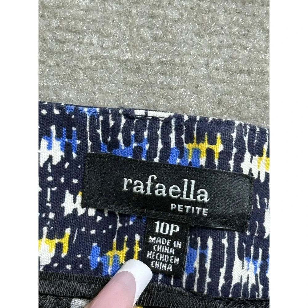 Rafaella Pants Womens 10P Petite‎ Blue Geometric Ankle Stretch Cotton Spandex